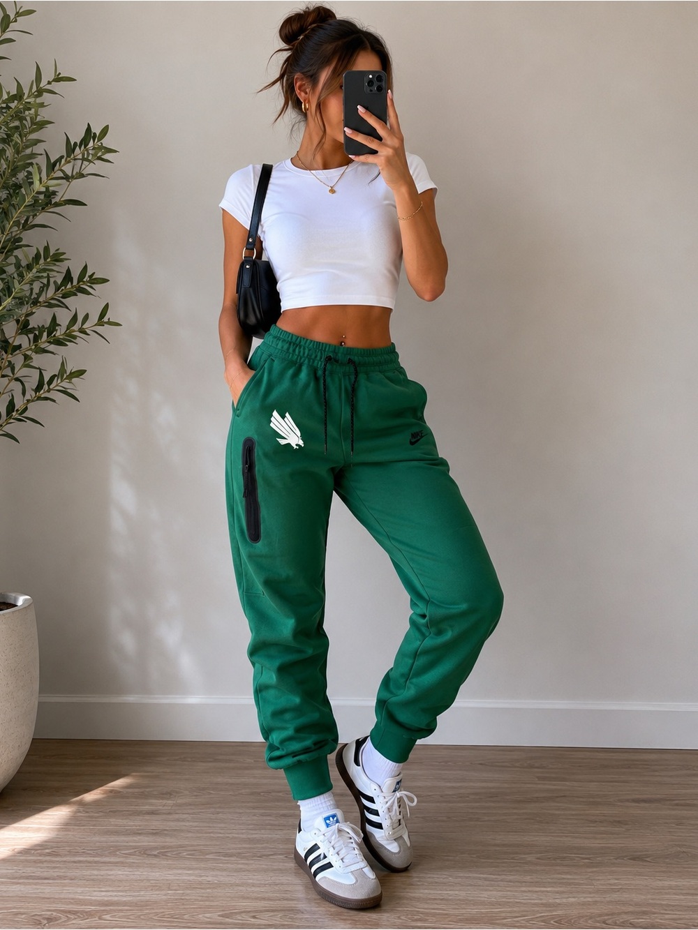 Nike‎ Green Fleece Joggers with White Wing Graphic